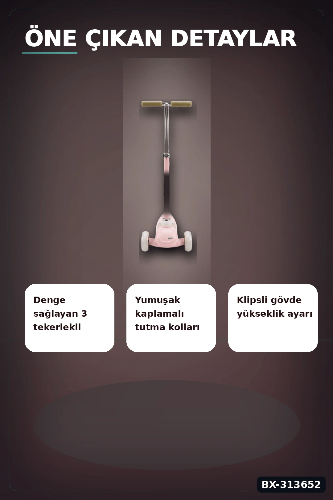 Işıklı Müzikli Round Scooter 1 Adet Çocuk Scooterı Açık Hava Eğlencesi BX-313652