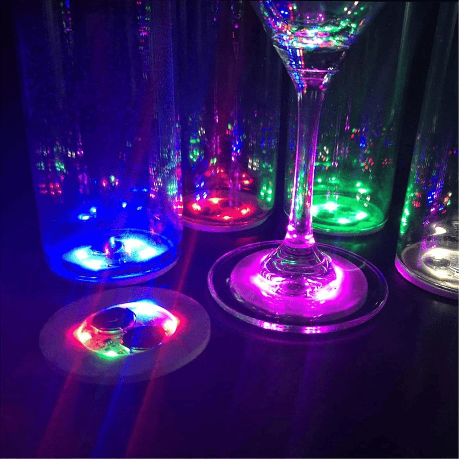Işıklı Yapışkanlı Bardak Altı Aparatı Ledli 3 Fonksiyonlu 6 Cm Çap Bx40