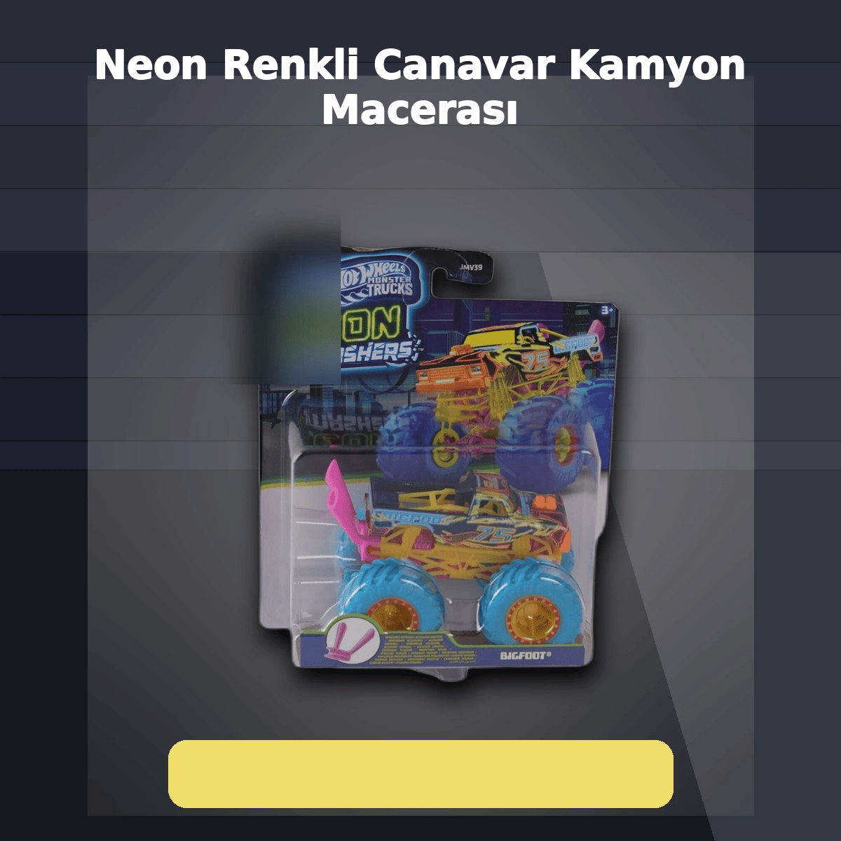 JMV39 Neon Renkli 1:64 Ölçek Canavar Kamyon Monster Trucks Smashers Araç