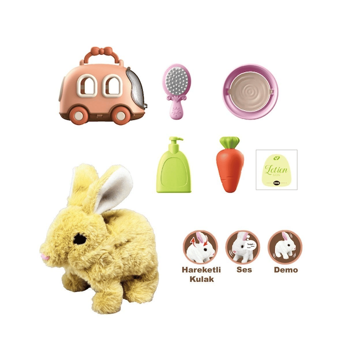 JND-6800 Taşıma Araba Çantalı Hareketli Pilli Tavşan Set -Eco Lounge