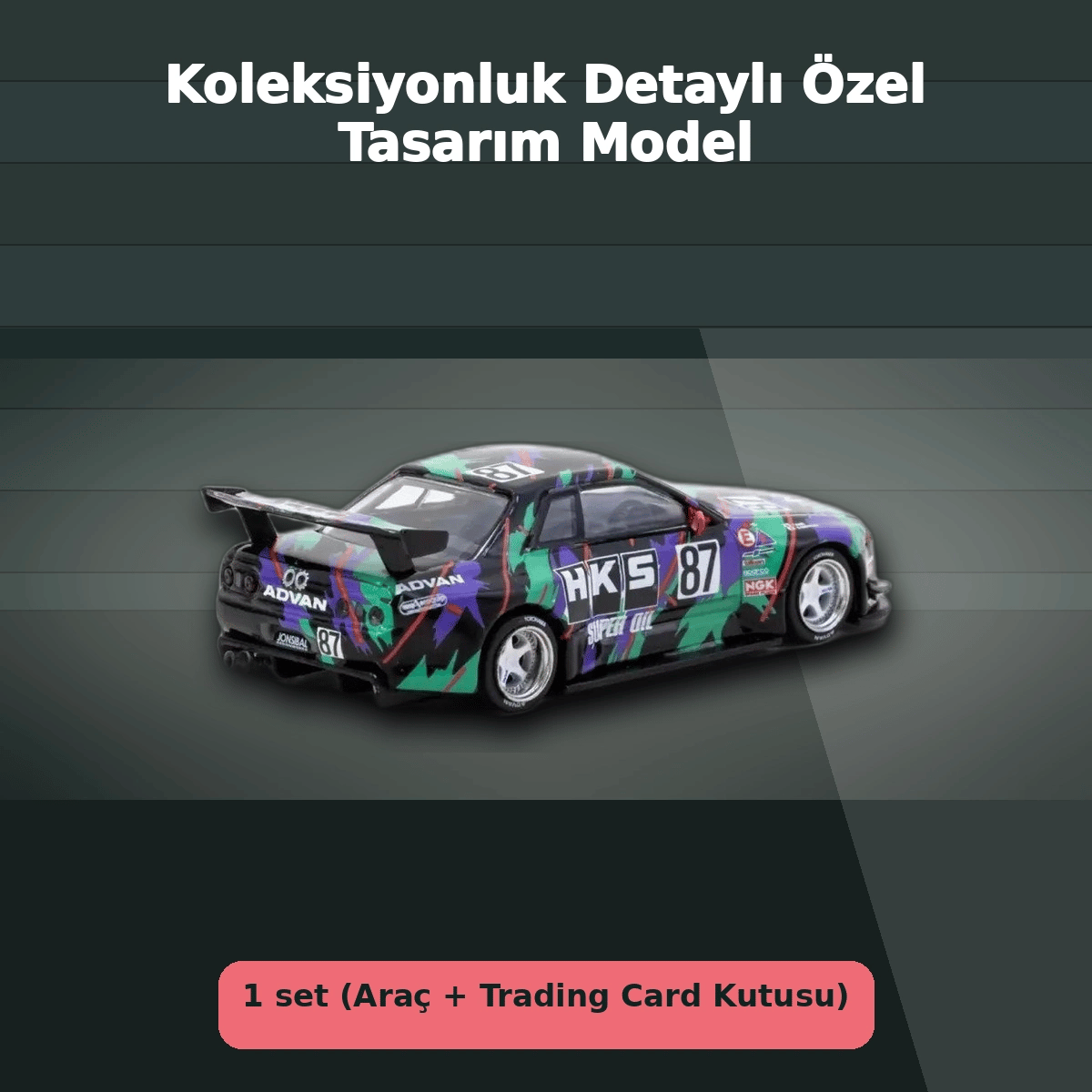 Jon Sibal Tasarımı 1/64 Ölçekli Nissan Skyline R32 Widebody HKS Setli Model Araba - Eco Lounge