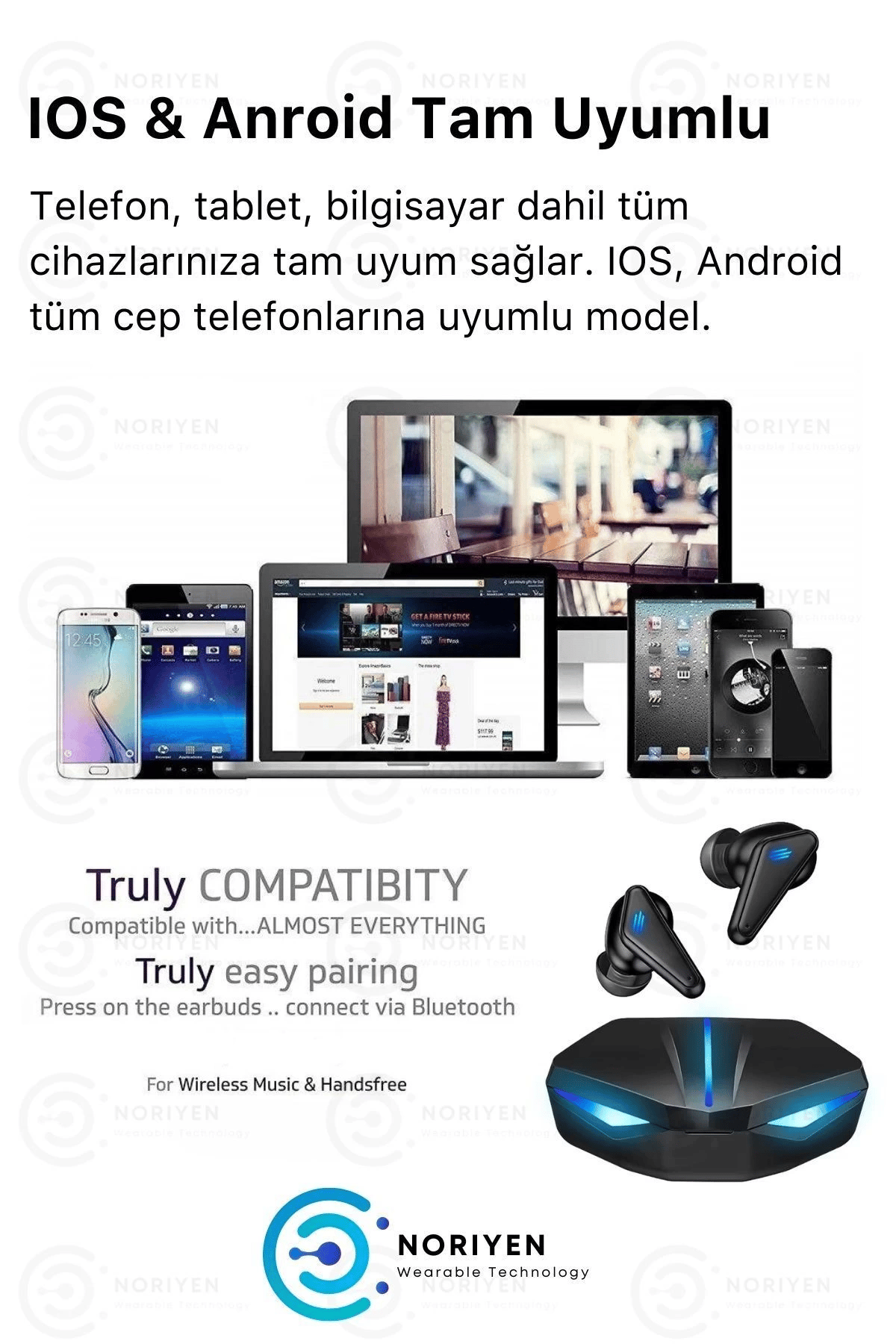 K55 Tws Pro Oyuncu Kulaklığı 3D Stereo Ses Extra Bass Işıklı Mikrofonlu Bluetooth Kablosuz Kulaklık
