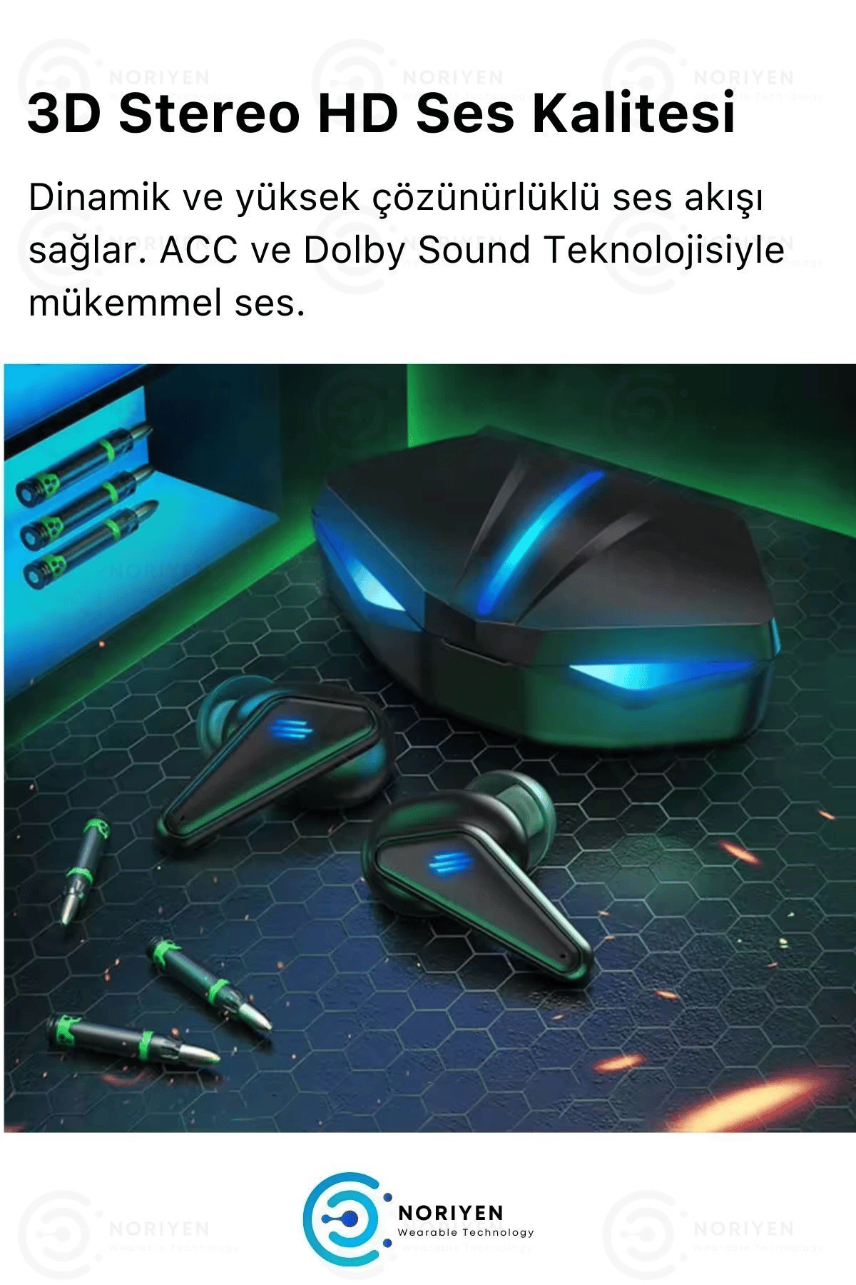 K55 Tws Pro Oyuncu Kulaklığı 3D Stereo Ses Extra Bass Işıklı Mikrofonlu Bluetooth Kablosuz Kulaklık