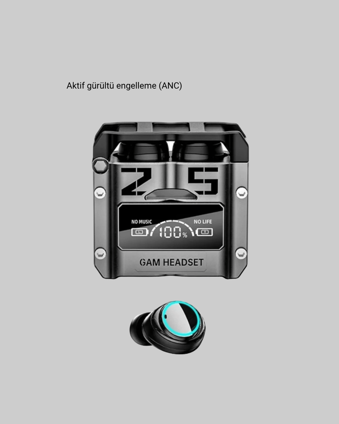 Kablosuz Bluetooth 5.3 Kulaklık – Aktif Gürültü Engelleme ve Gecikmesiz Oyun Modu
