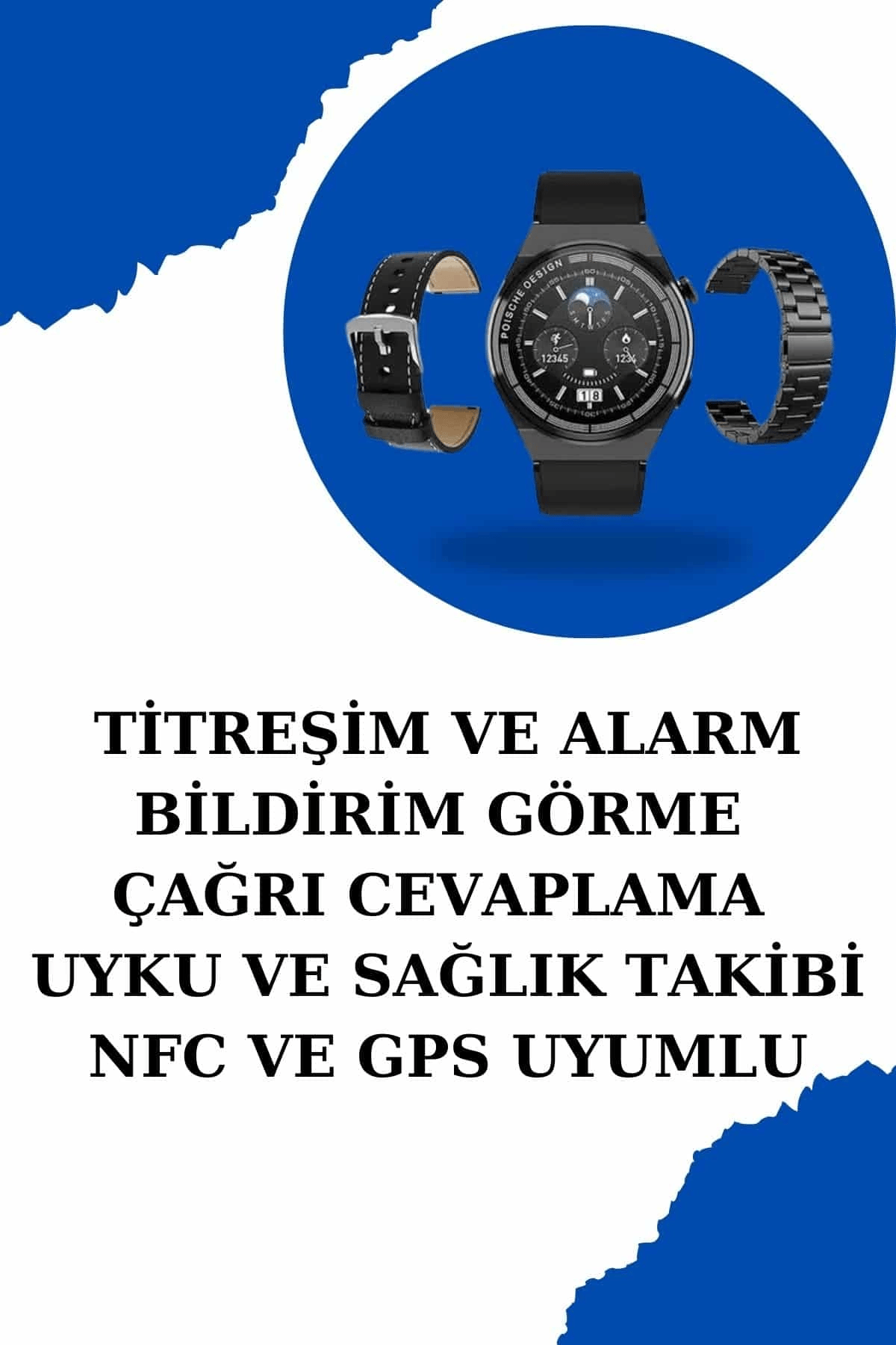 Kablosuz Bluetooth Bağlantılı Kulaklık ve Dokunmatik Ekran Akıllı Saat Arama Cevaplama