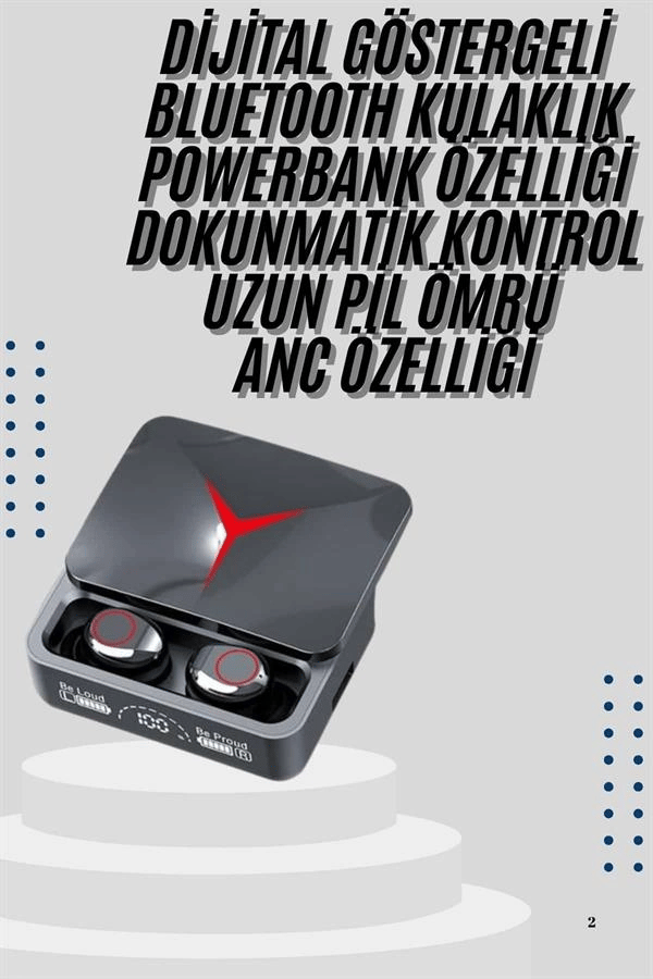 Kablosuz Bluetooth Kulaklık Powerbank Özellikli Göstergeli Hd Mikrofon