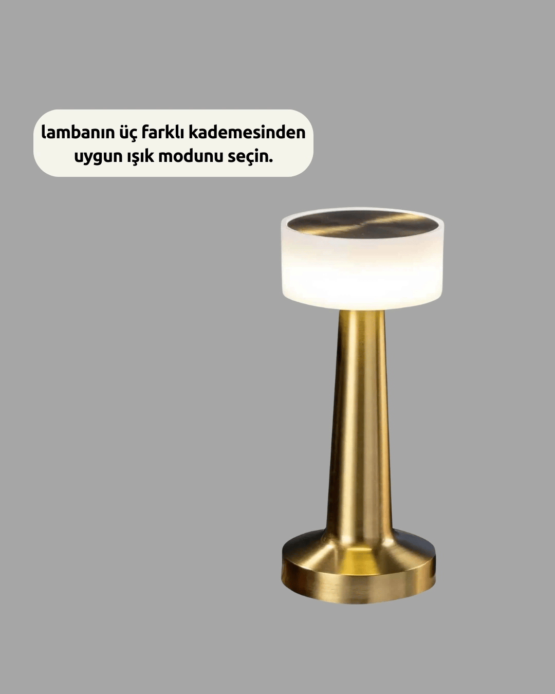 Kablosuz Dokunmatik Masa Lambası – Şık Modern Metal Gövde, USB Şarjlı