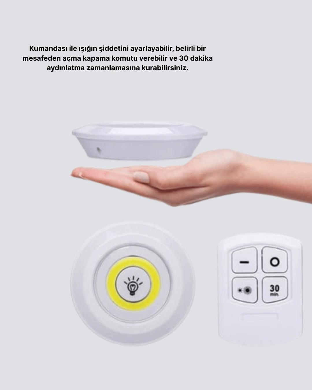 Kablosuz Gün Işığı 3’lü LED Spot Lamba Kumandalı