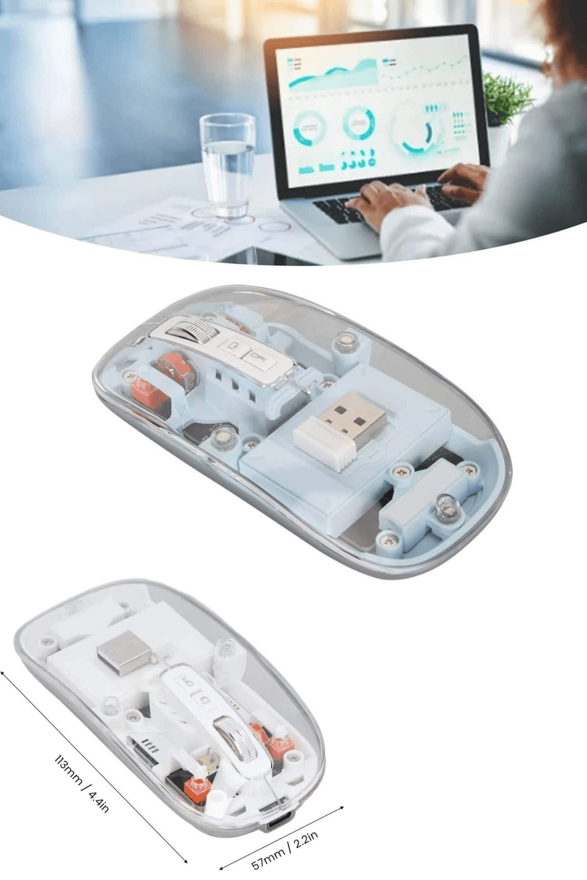 Kablosuz Mouse Fare Şarjlı Bluetooth Wireless Çift Modlu Sessiz