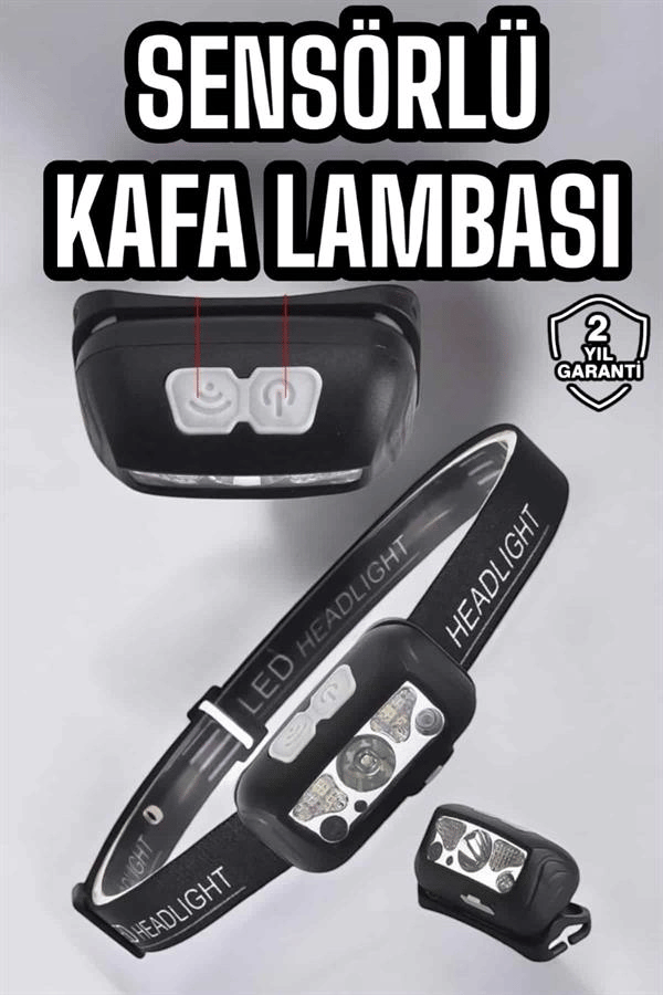 Kafa Lambası Kamp Lambası Sensörlü Şarjlı Ayarlanabilir