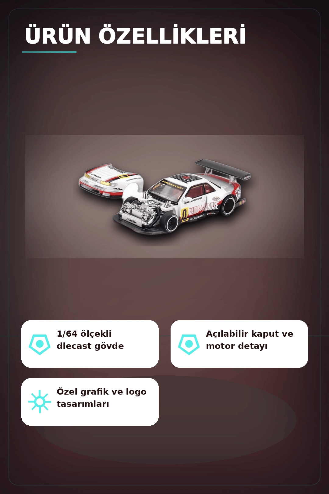 Kaido House 1/64 Diecast Nissan Silvia S13-R Circuit Spec V1 Metal Model Araba BX-313374