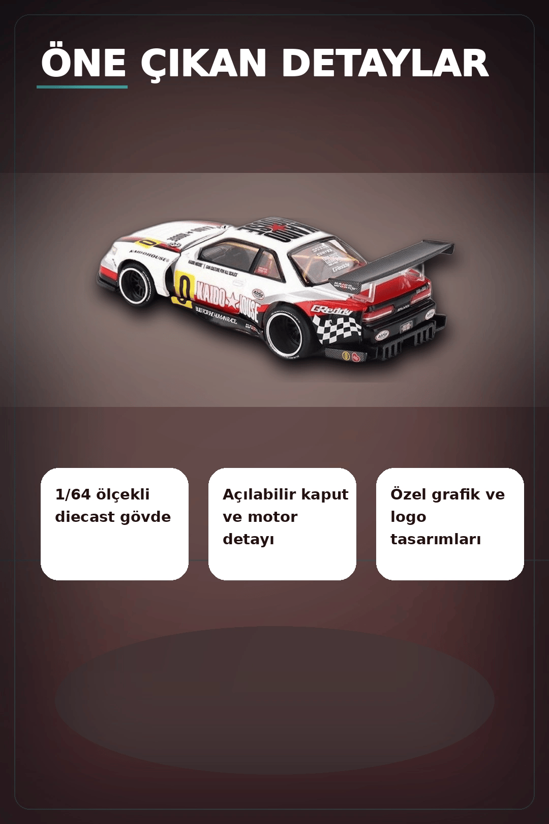 Kaido House 1/64 Diecast Nissan Silvia S13-R Circuit Spec V1 Metal Model Araba BX-313374