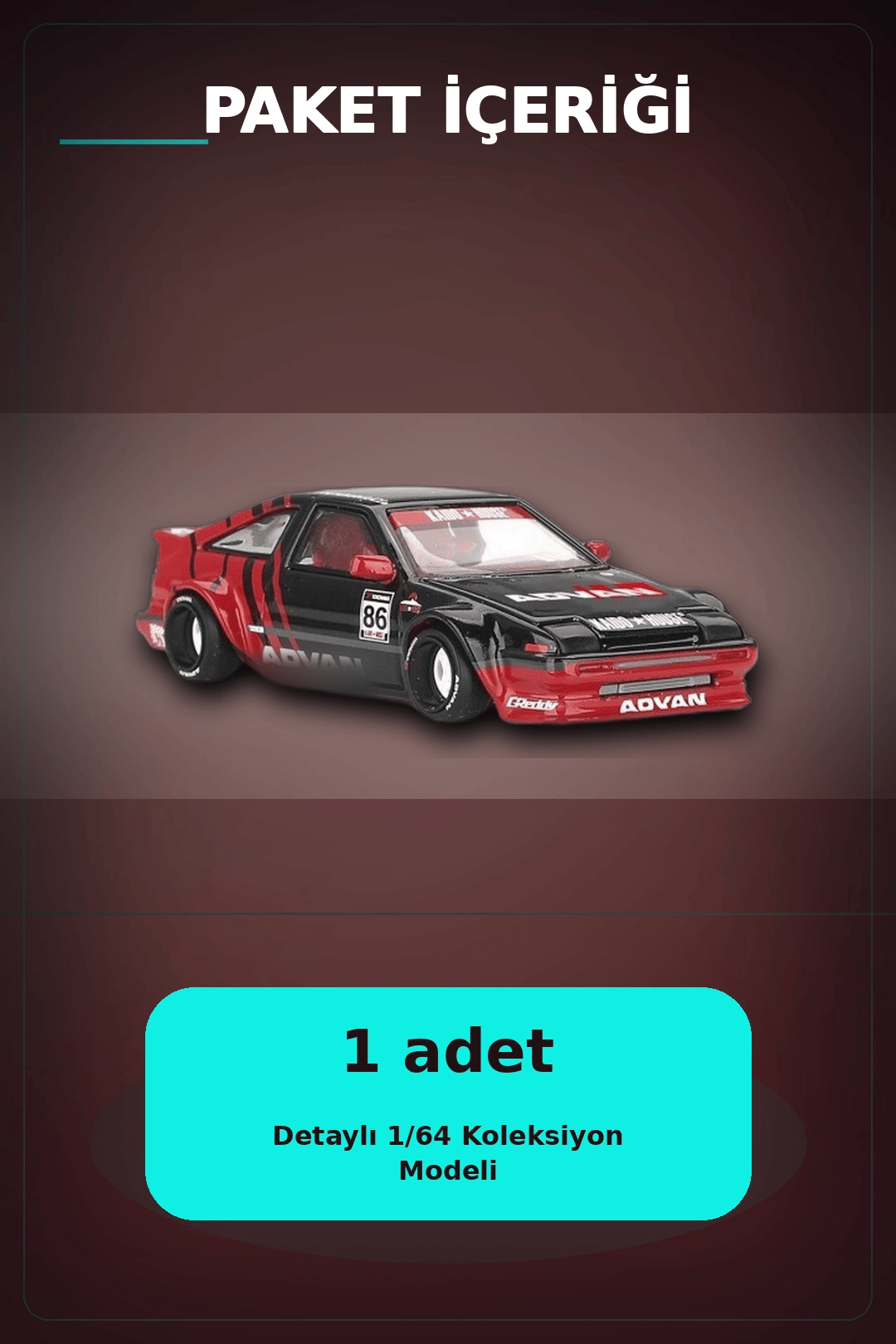 KaidoHouse 1/64 Ölçekli Toyota AE86 Sprinter Trueno Diecast Model Araba ADVAN Lastik BX-313325