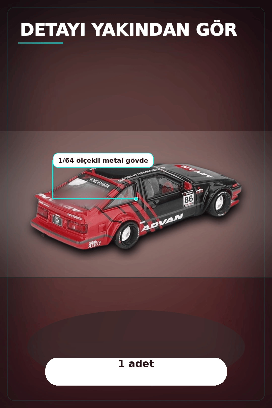 KaidoHouse 1/64 Ölçekli Toyota AE86 Sprinter Trueno Diecast Model Araba ADVAN Lastik BX-313325
