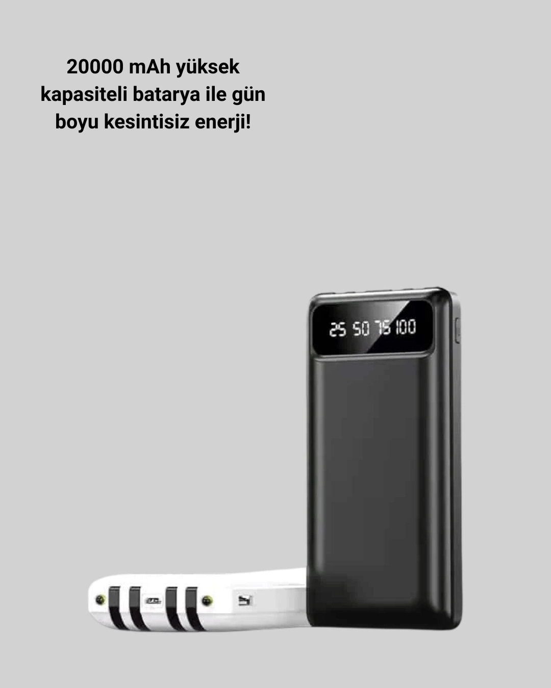 Kamp ve Seyahat İçin 20.000mAh LED Işıklı Hızlı Şarj Powerbank Yeni Nesil