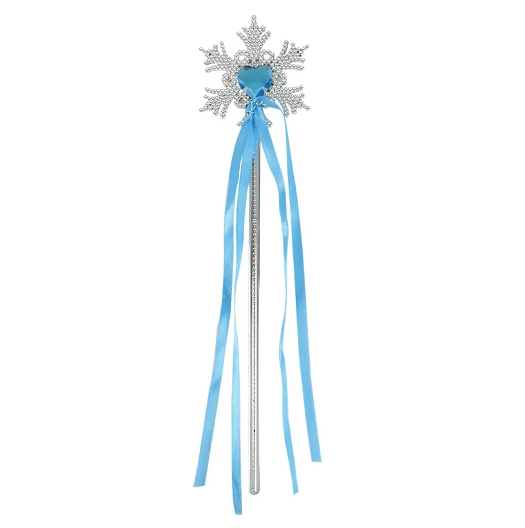 Kar Taneli Mavi Kalp Taşlı Saten Kurdeleli Karlar Ülkesi Elsa Asası Sopası 34 Cm Bx40