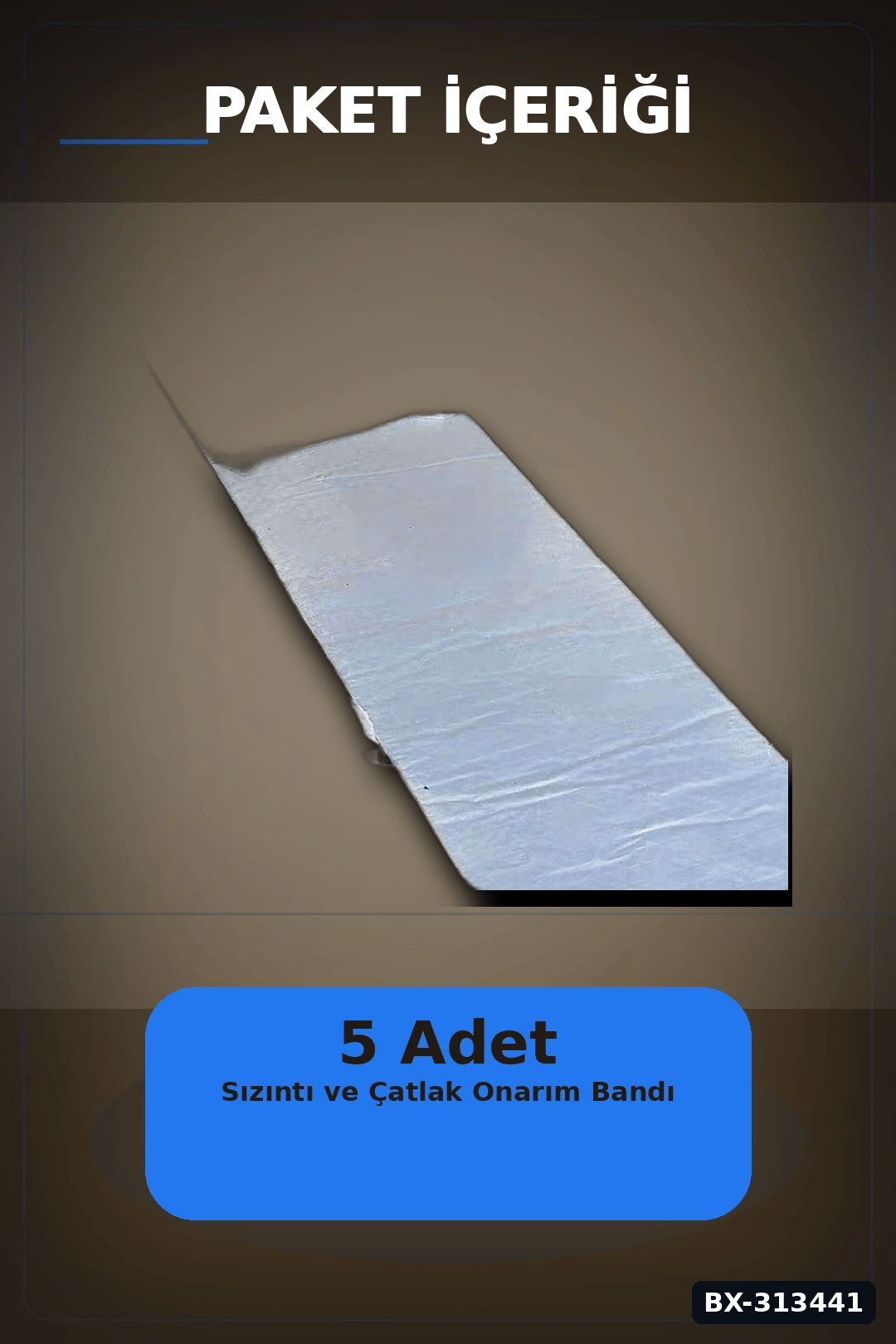 Kare Desenli Gümüş Metalik 10cmx5m Yapışkan Bant 5li Paket Çatı Duvar Boru Onarım BX-313441