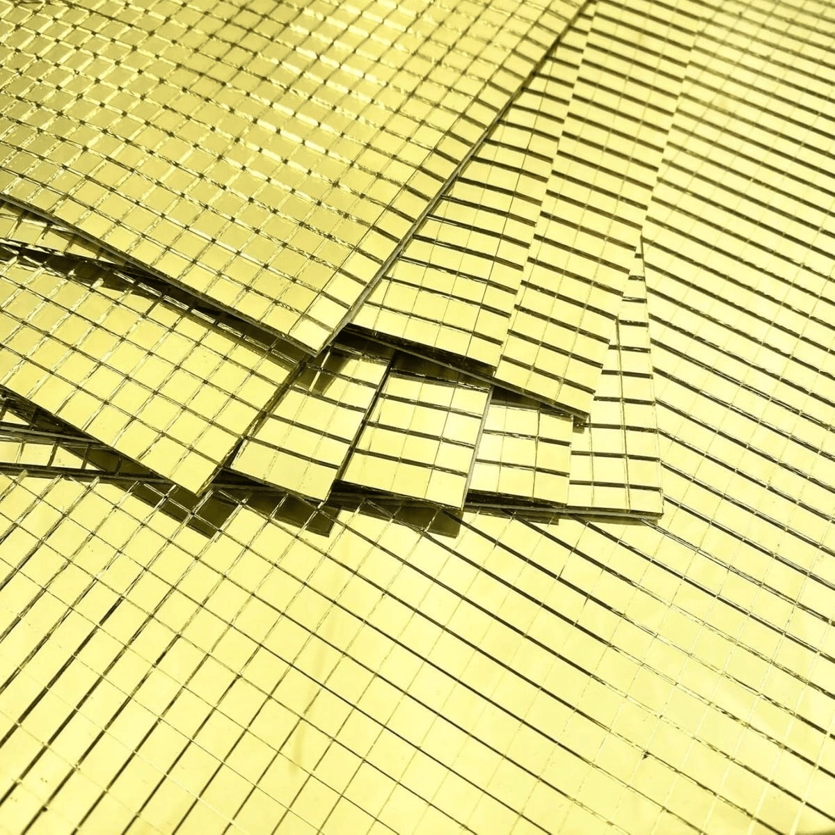 Kare Gold Cam Mozaik Fayans Çıkartmaları El İşi Kare Cam Fayans Kendinden Yapışkanlı Aynalı Dekor Panel 30x30 Cm