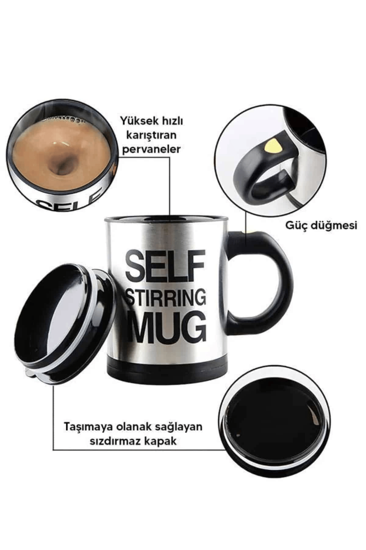 Karıştırıcı Özellikli Mikser Kupa Bardak Kompakt Taşınabilir Mug