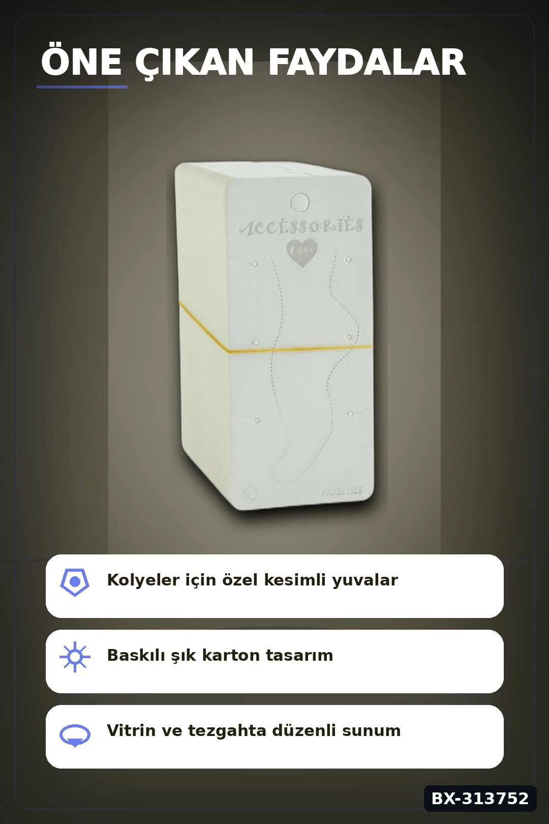 Karton Takı Standı 5.5x12 cm 200 Adet Renk Aksesuar Sergileme Kartı BX-313752