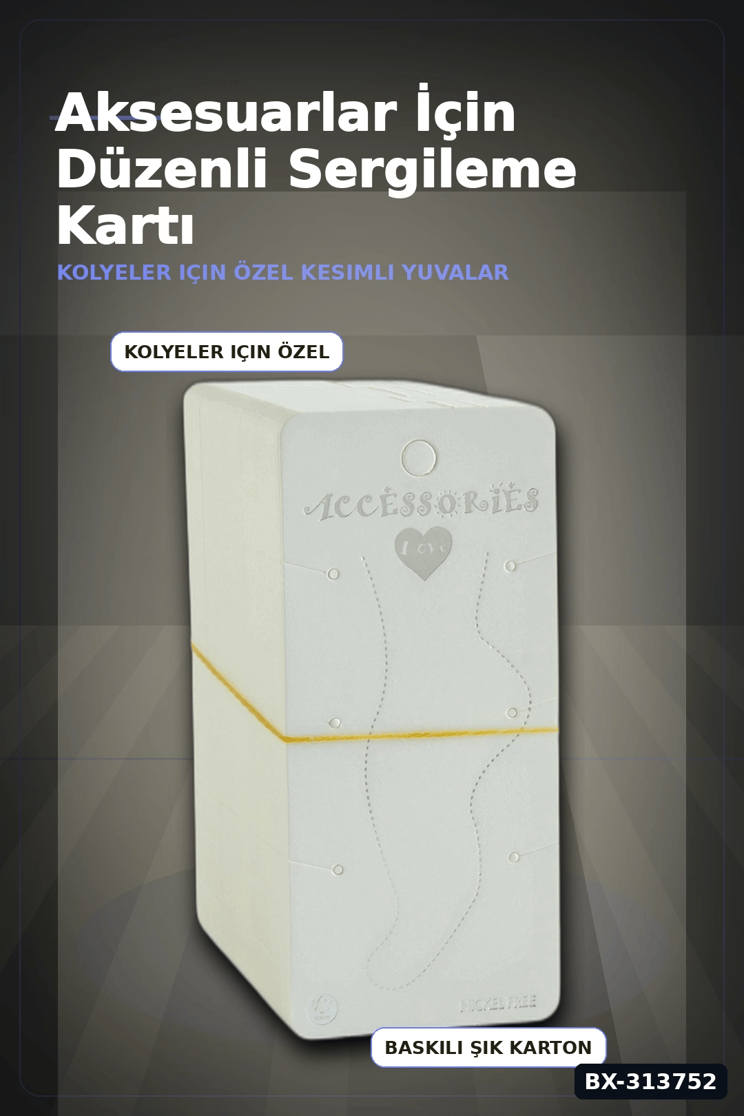 Karton Takı Standı 5.5x12 cm 200 Adet Renk Aksesuar Sergileme Kartı BX-313752