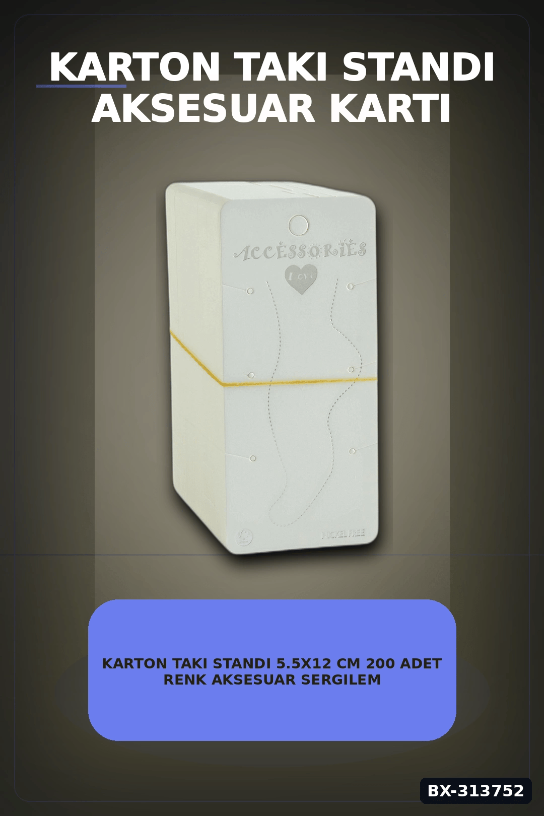 Karton Takı Standı 5.5x12 cm 200 Adet Renk Aksesuar Sergileme Kartı BX-313752