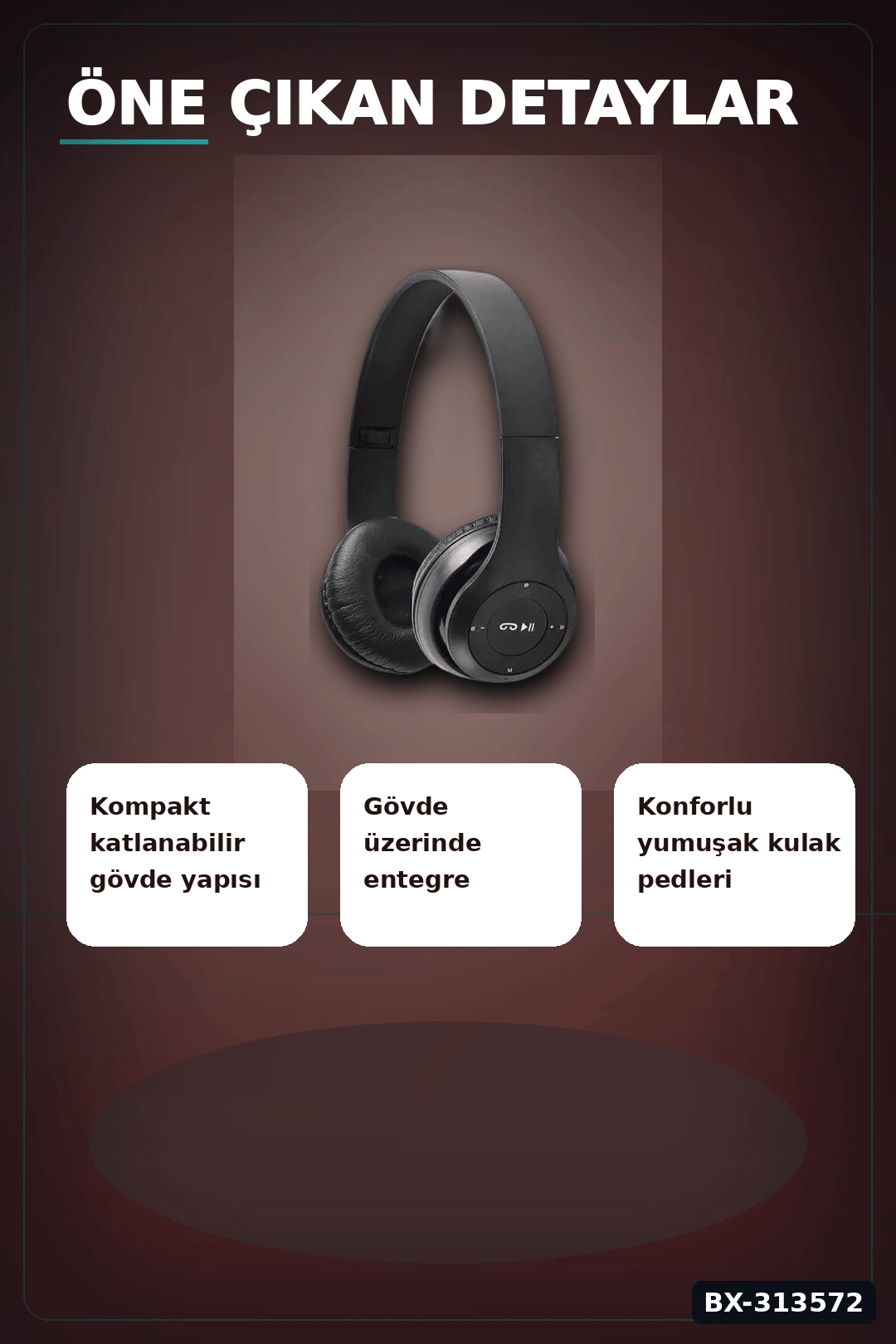 Katlanabilir P47 Bluetooth Kablosuz Kulakustu Kulaklik Mikrofonlu 1 Adet BX-313572
