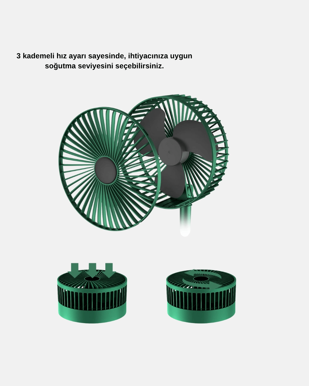 Katlanabilir Şarjlı Mini Fan 3 Kademeli Hız Ayarlı Taşınabilir