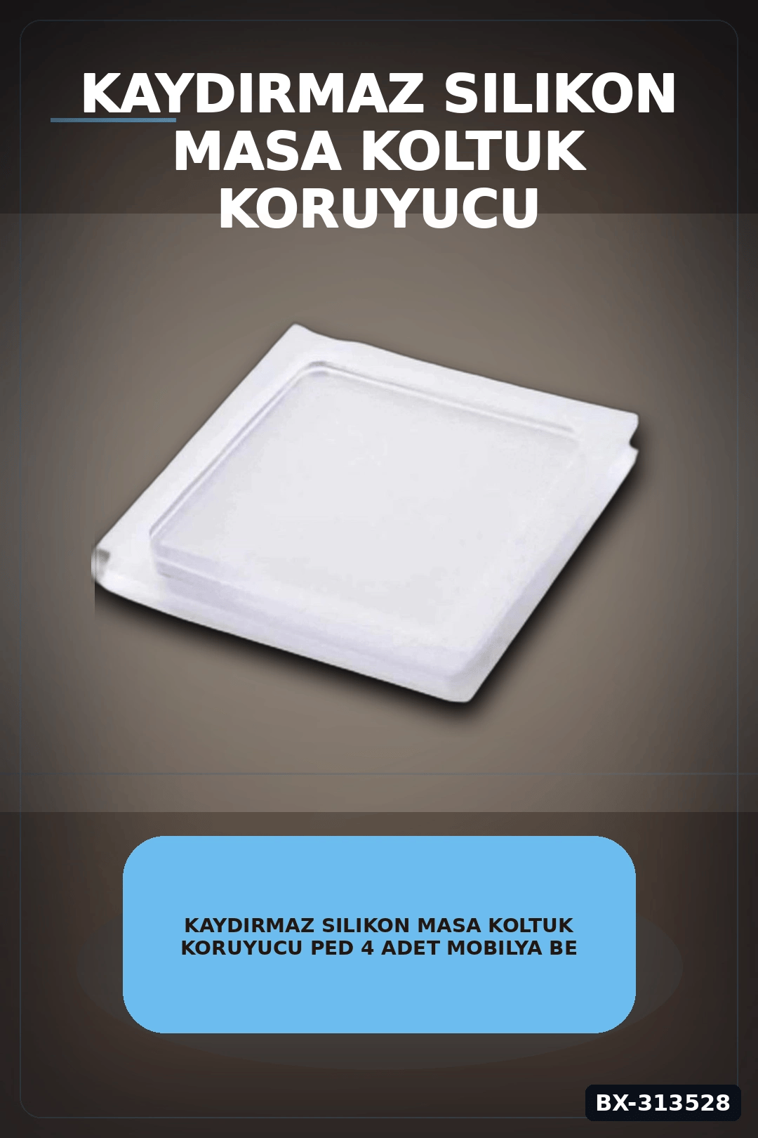 Kaydırmaz Silikon Masa Koltuk Koruyucu Ped 4 Adet Mobilya Beyaz Eşya İçin BX-313528
