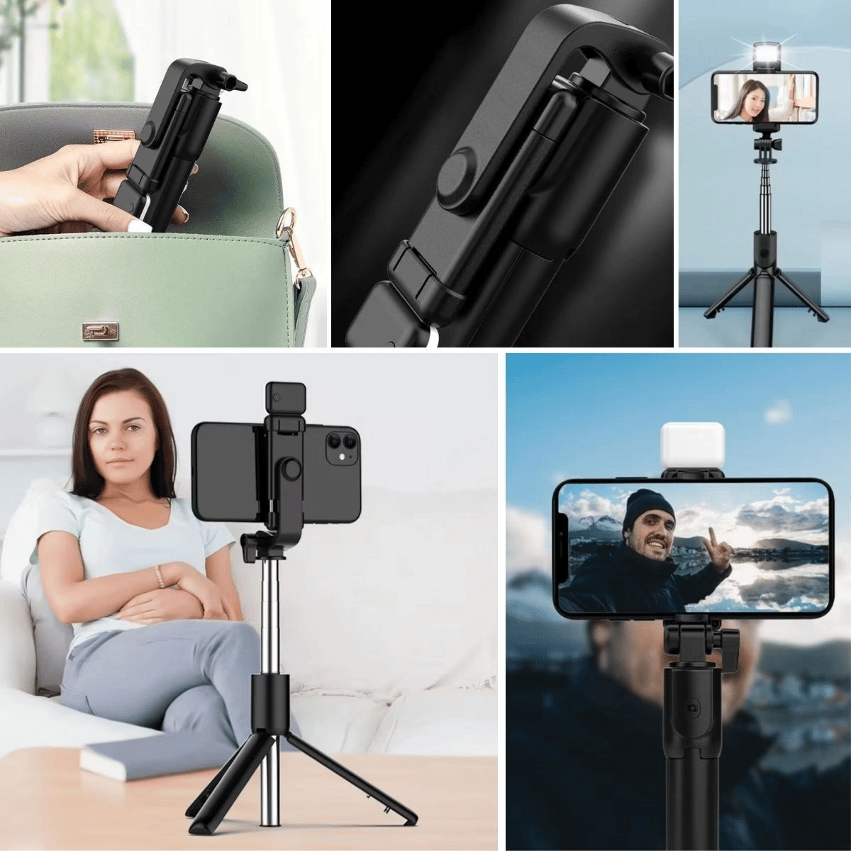 Kendiliğinden Led Işıklı Kumandalı Uzayabilen Selfie Çubuğu,masa Üstü Tripod Bx40