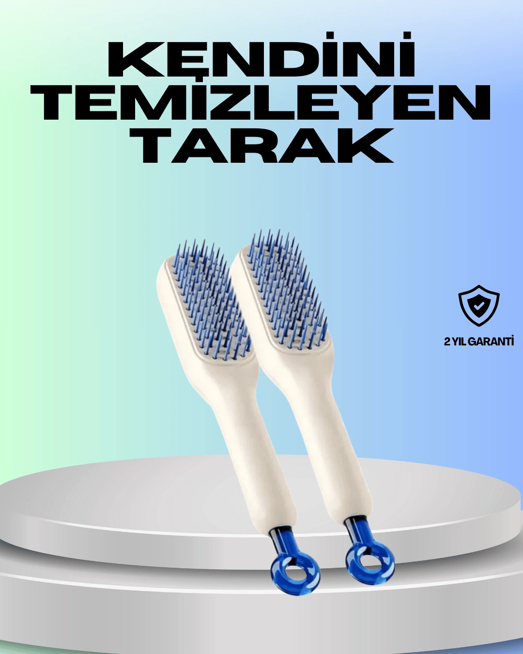 Kendini Temizleyen Ergonomik Saç Tarağı – ABS Gövde, Silikon Diş