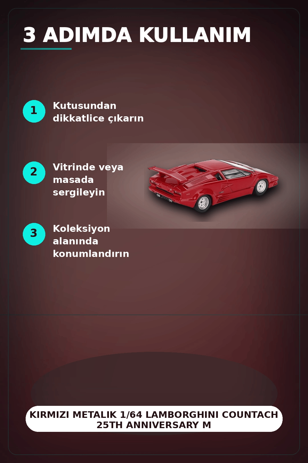 Kırmızı Metalik 1/64 Lamborghini Countach 25th Anniversary Model Araba BX-313387