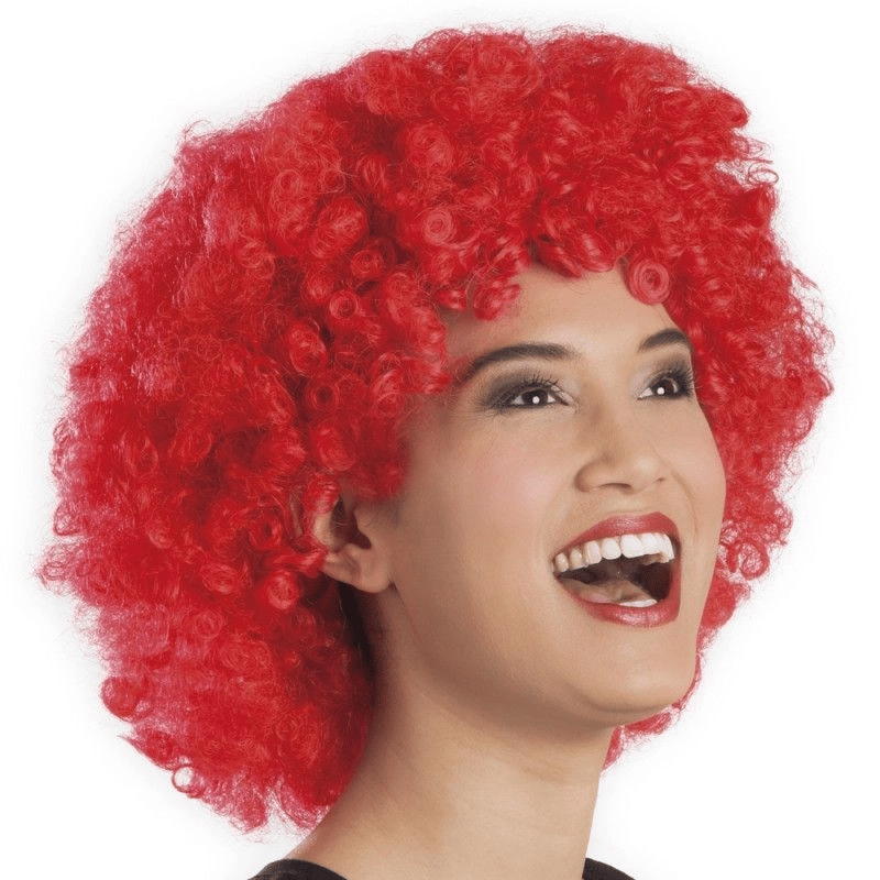 Kırmızı Renk Kıvırcık Afro Bonus Peruk Bx40