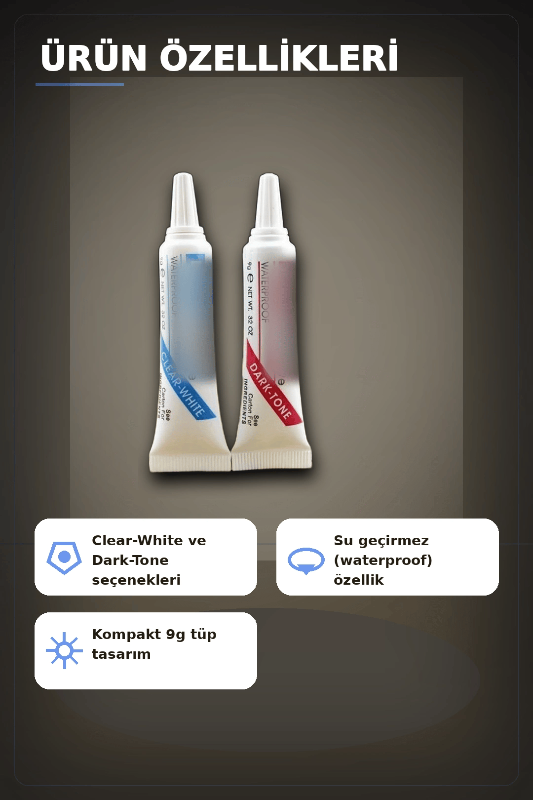 Kirpik Yapistirici Beyaz Ve Siyah Ikili Set - 2 Adet, Takma Kirpik Yapistiricisi BX-313427