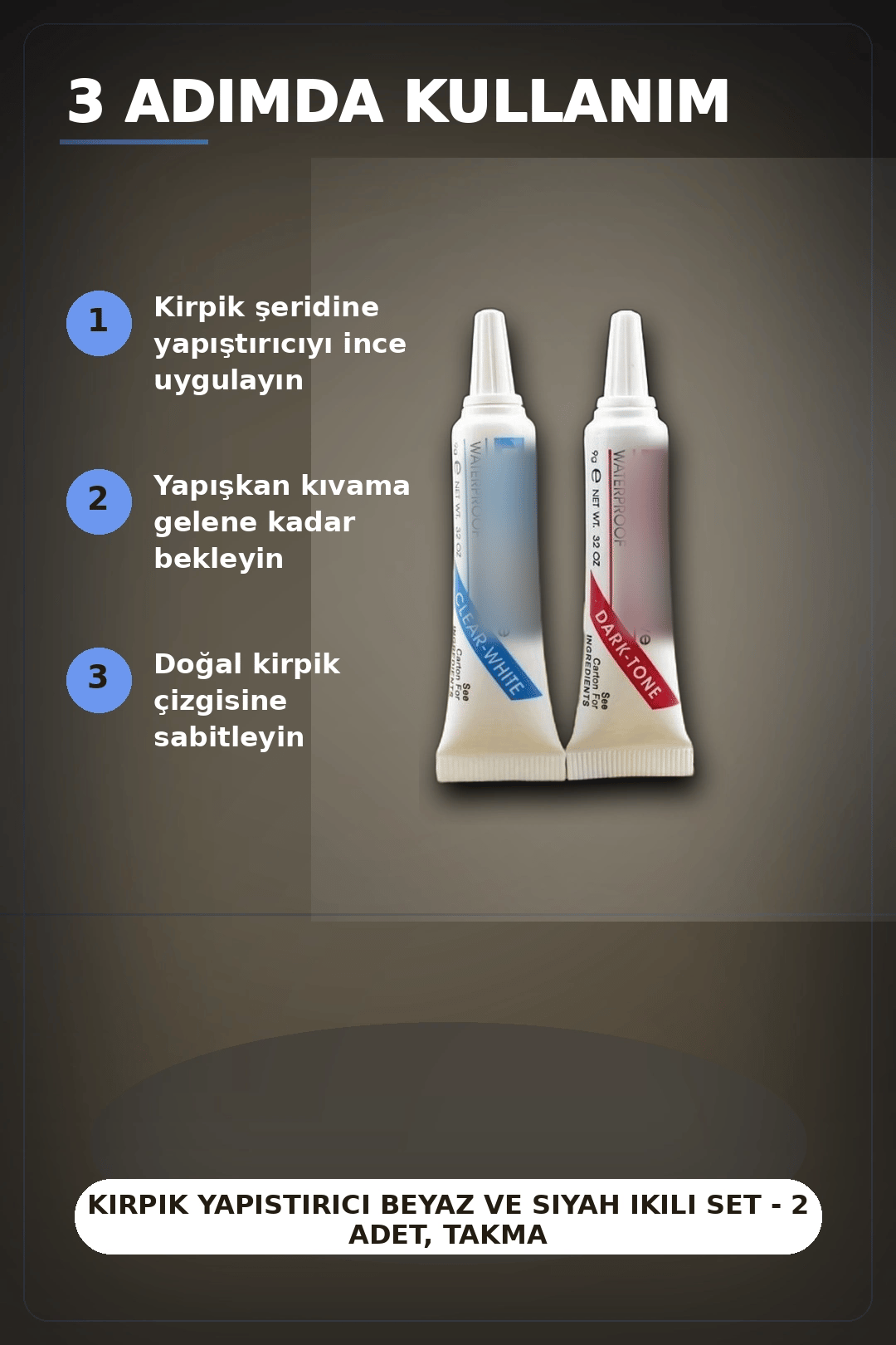 Kirpik Yapistirici Beyaz Ve Siyah Ikili Set - 2 Adet, Takma Kirpik Yapistiricisi BX-313427