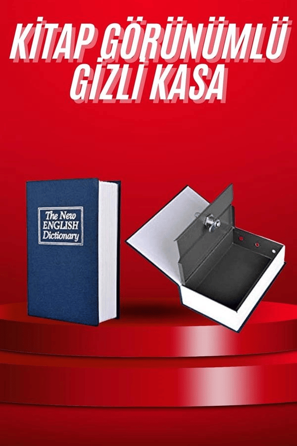 Kitap Görünümlü Gizli Kasa Büyük Boy Anahtarlı Kilitli Para Kasası