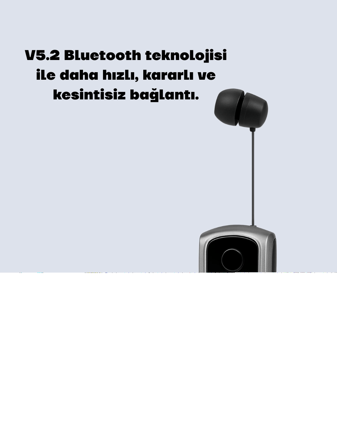 Klipsli Tasarımlı Bluetooth Kulaklık Uzun Pil Ömrü