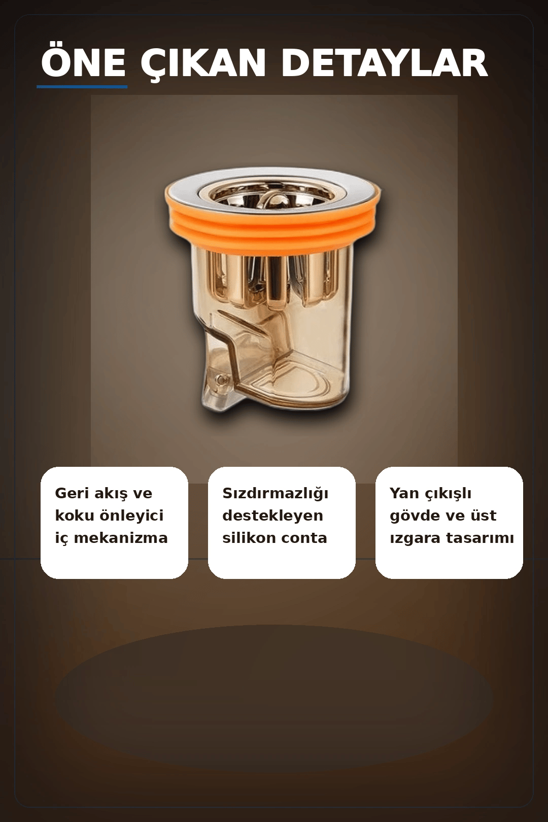 Koku Onleyici DN40 DN50 Gider Aparati Paslanmaz Celik Izgarali Silikon Contali Sifon BX-313423