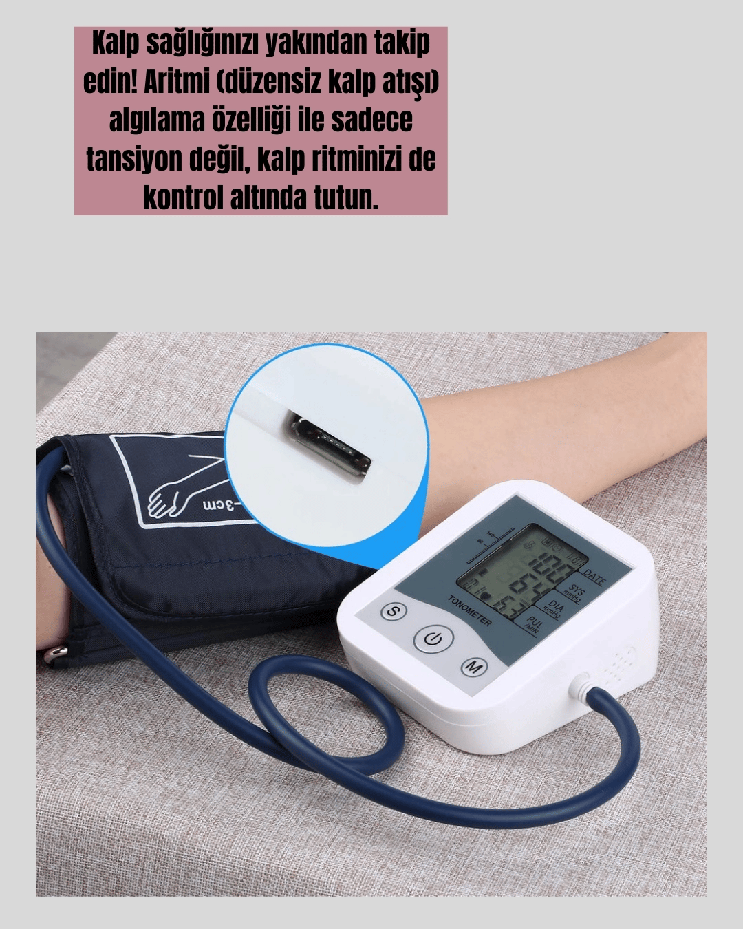 Kol Tipi LCD Ekranlı Elektronik Tansiyon Monitörü