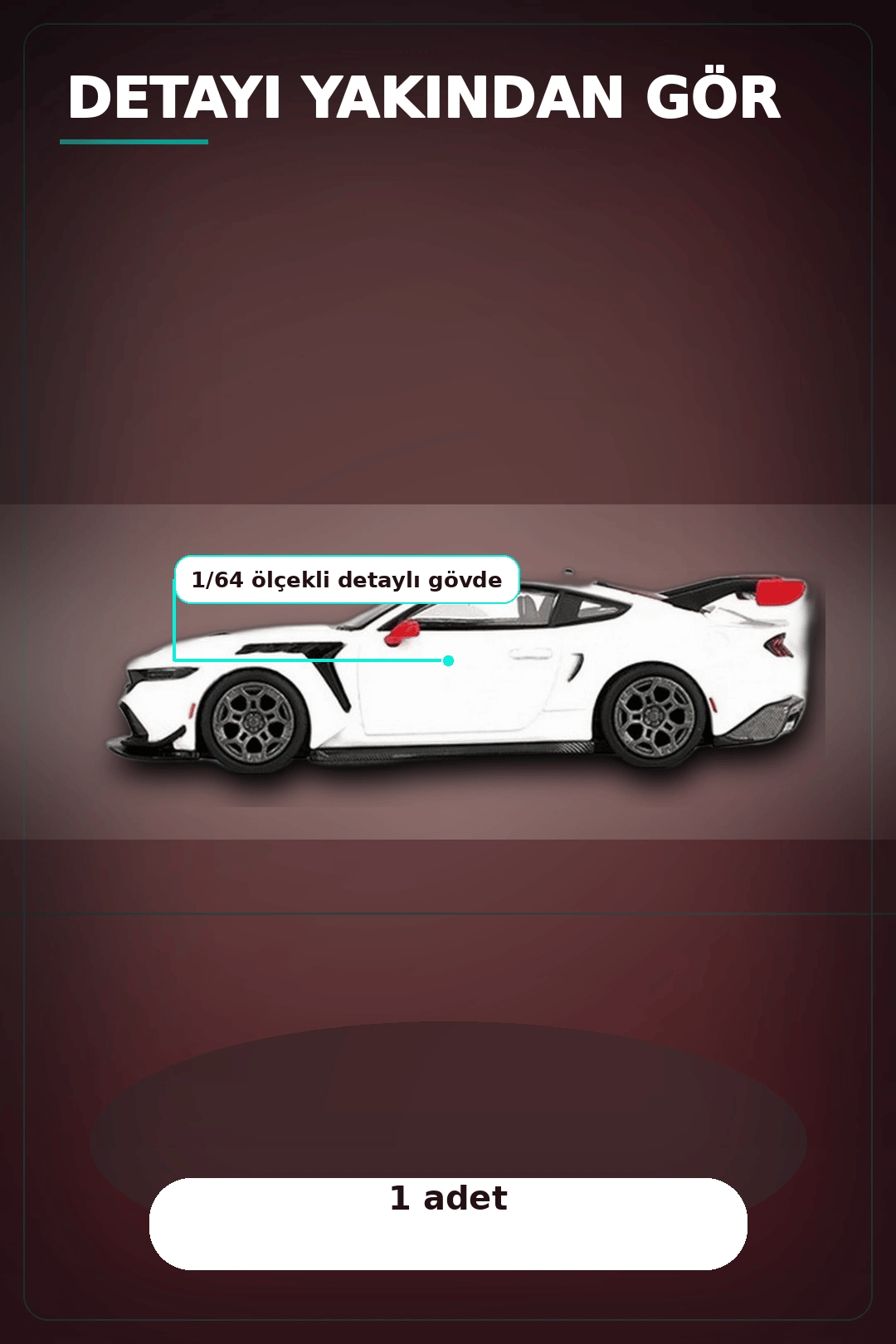 Koleksiyonluk 1/64 Olcek Ford Mustang GTD Spirit of America Model Araba Tekli Paket BX-313401