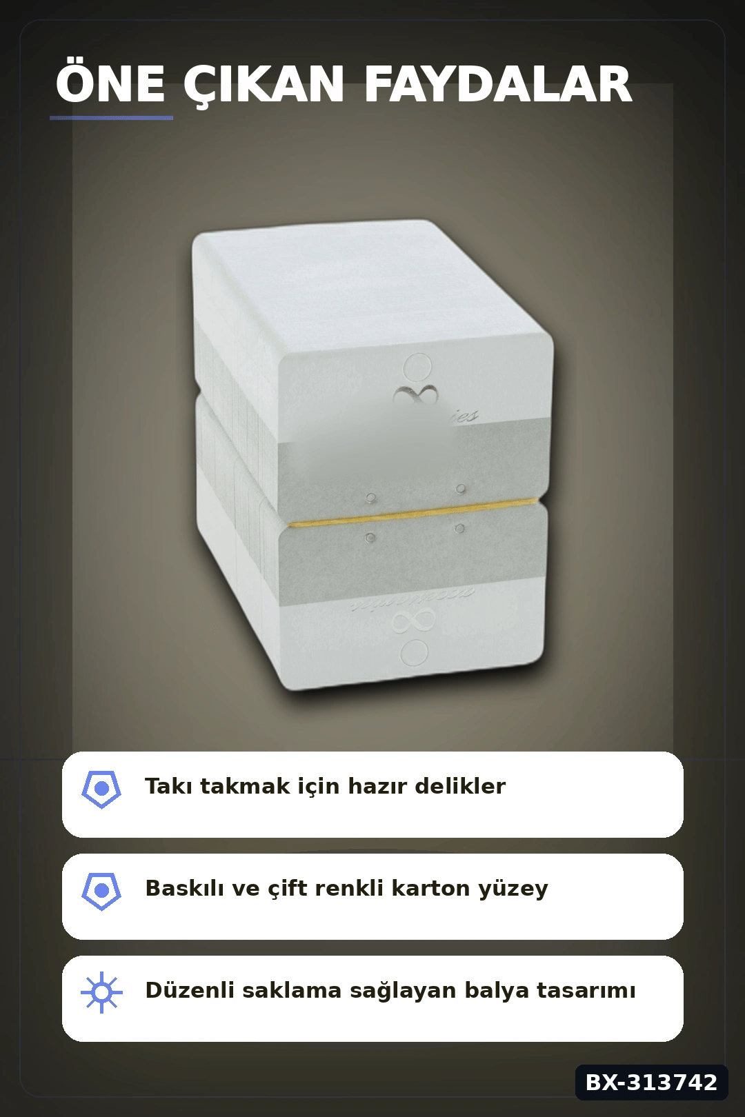 Kolye Kartı 200 Adet Balya 8.5x7cm Karton Malzeme Toplu Paket Takı Sergileme BX-313742