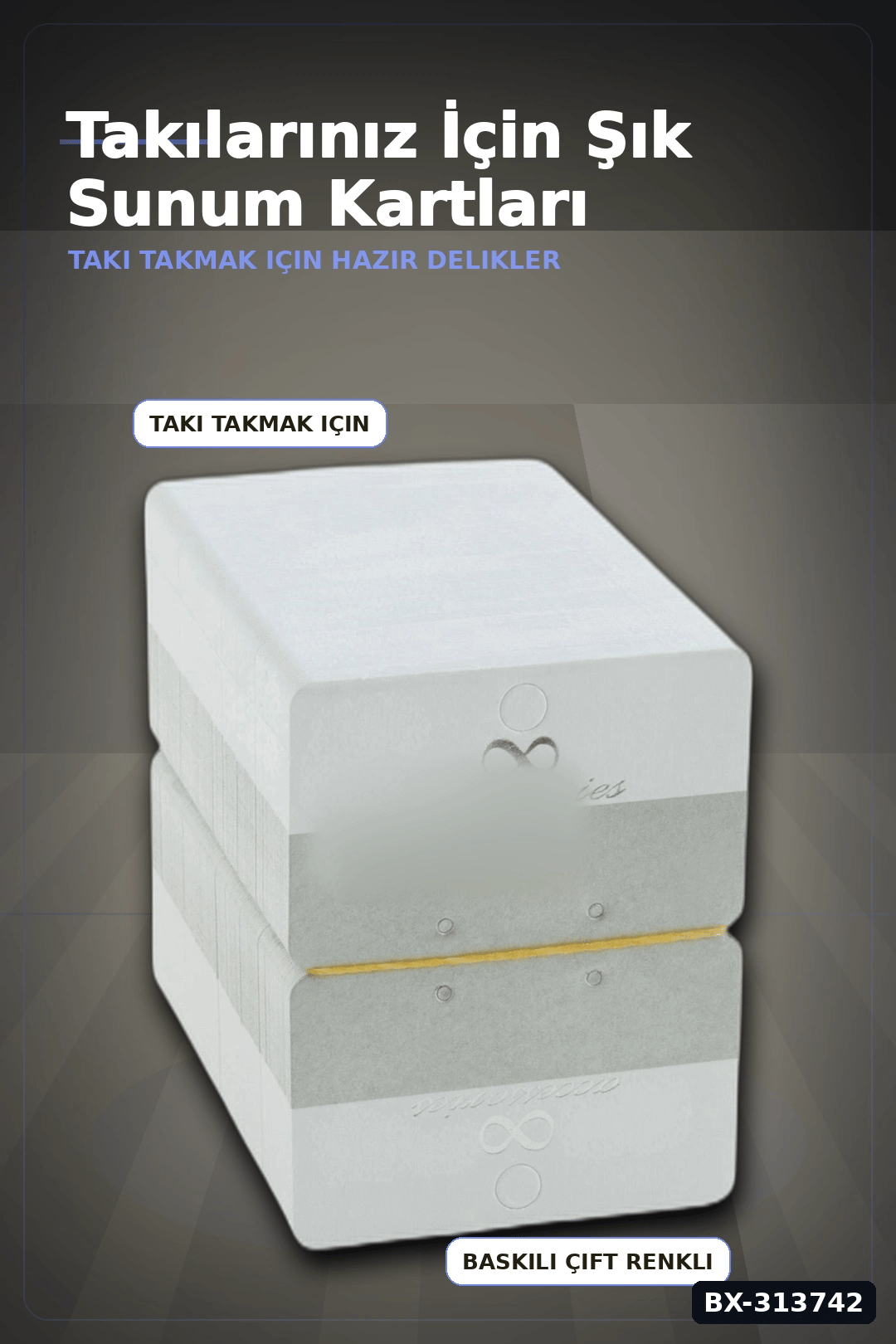 Kolye Kartı 200 Adet Balya 8.5x7cm Karton Malzeme Toplu Paket Takı Sergileme BX-313742