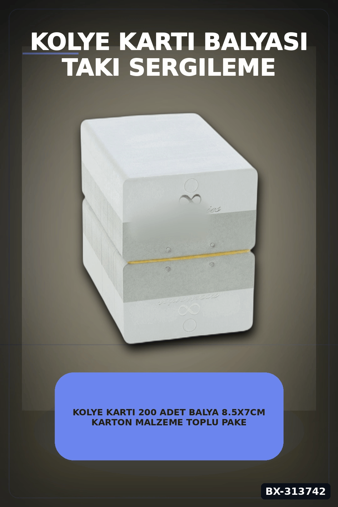 Kolye Kartı 200 Adet Balya 8.5x7cm Karton Malzeme Toplu Paket Takı Sergileme BX-313742