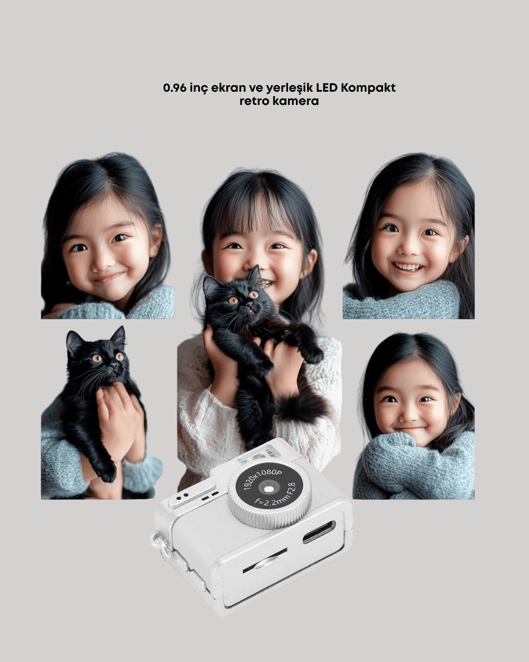 Kompakt Mini Kamera Retro Tasarım 128GB Hafıza 1080P Video