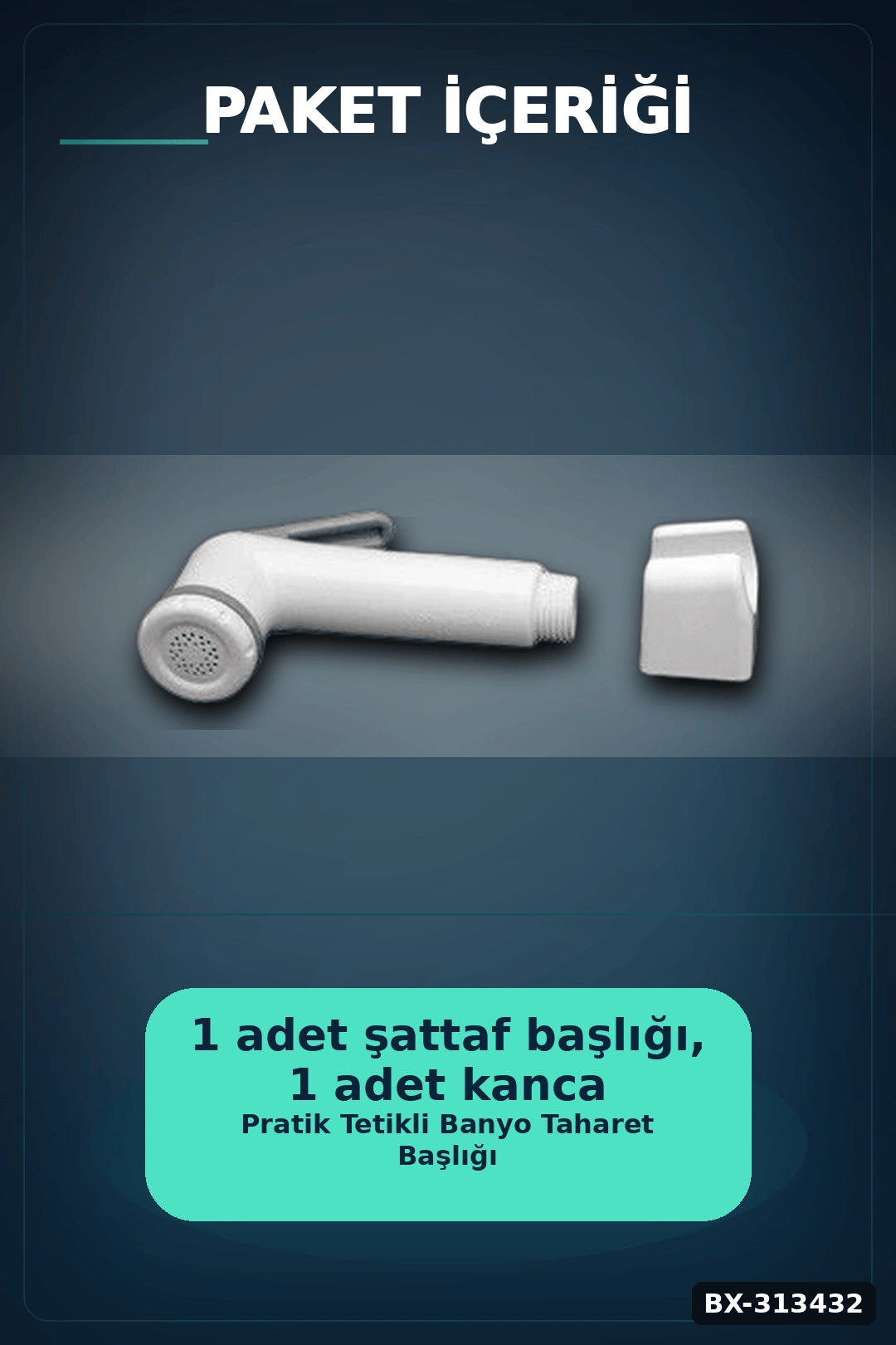 Köşeli Taharetmatik Şattaf Başlık - Beyaz Gri Plastik - Banyo Aksesuarı BX-313432