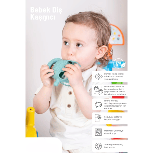 Koyu Yeşil Bebek Silikon Diş Kaşıyıcı