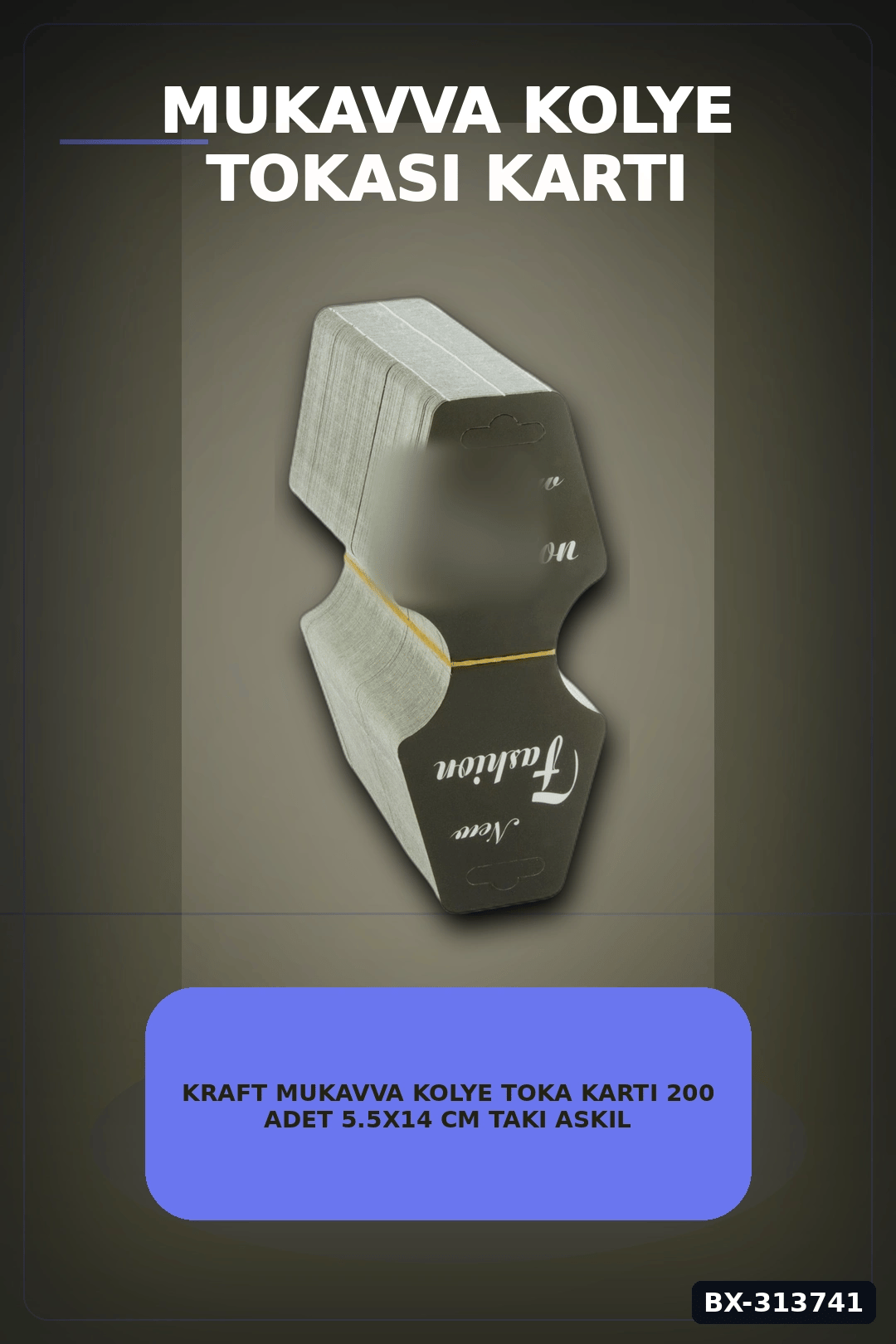 Kraft Mukavva Kolye Toka Kartı 200 Adet 5.5x14 cm Takı Askılık Düzenleyici BX-313741