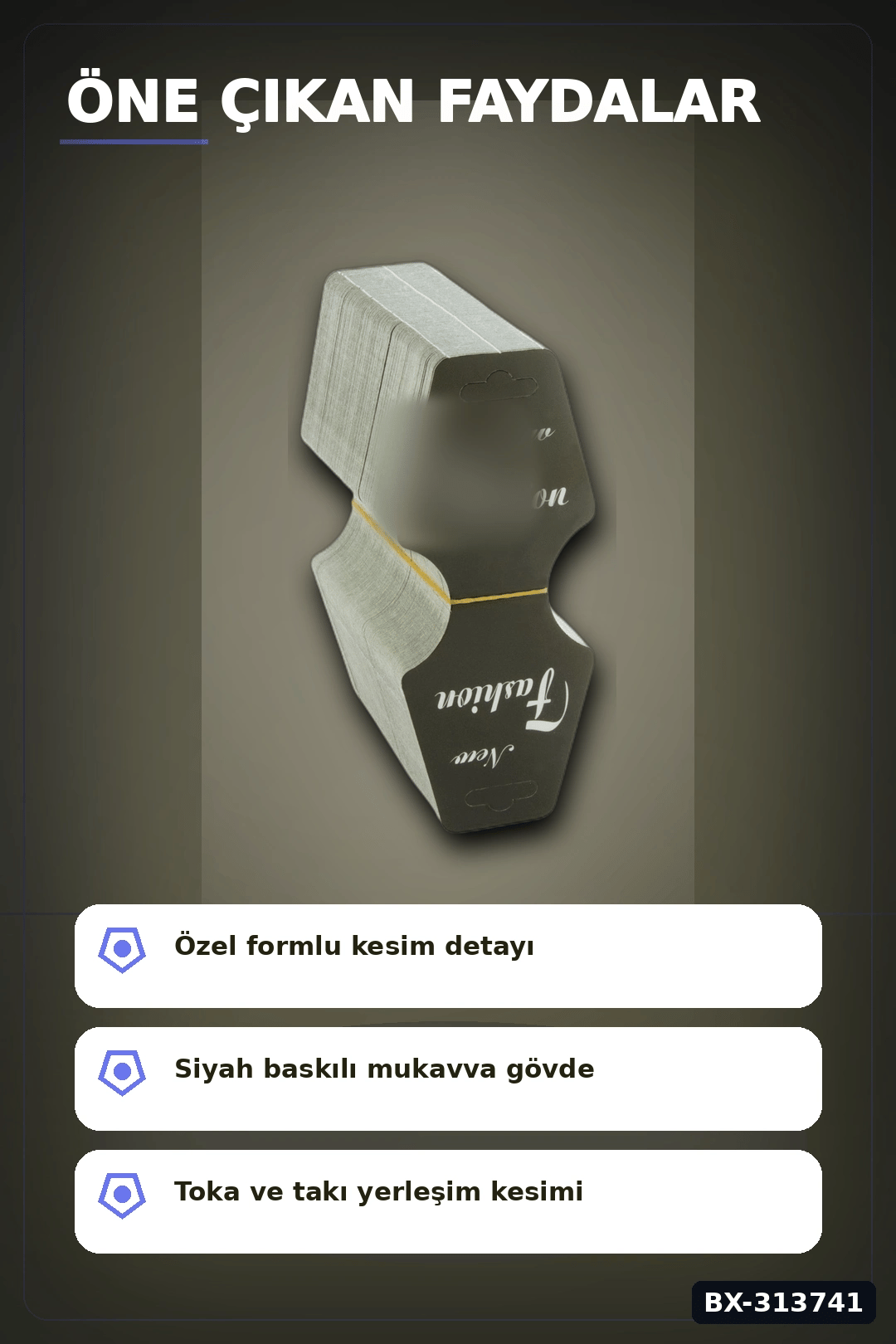 Kraft Mukavva Kolye Toka Kartı 200 Adet 5.5x14 cm Takı Askılık Düzenleyici BX-313741