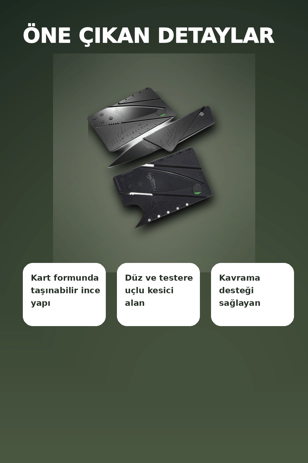 Kredi Kartı Boyutunda Katlanabilir Güvenlik Bıçağı Çift Uçlu Cüzdan Tipi Çakı
