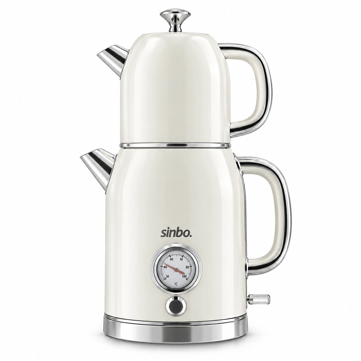 Krem Elektrikli Cam Demlikli Plastik Retro Çay Seti Çaycı Derece Göstergeli 1600w 1.8lt - 1lt Stm-5849 Bx40